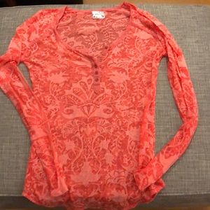 Free people coral long sleeve top